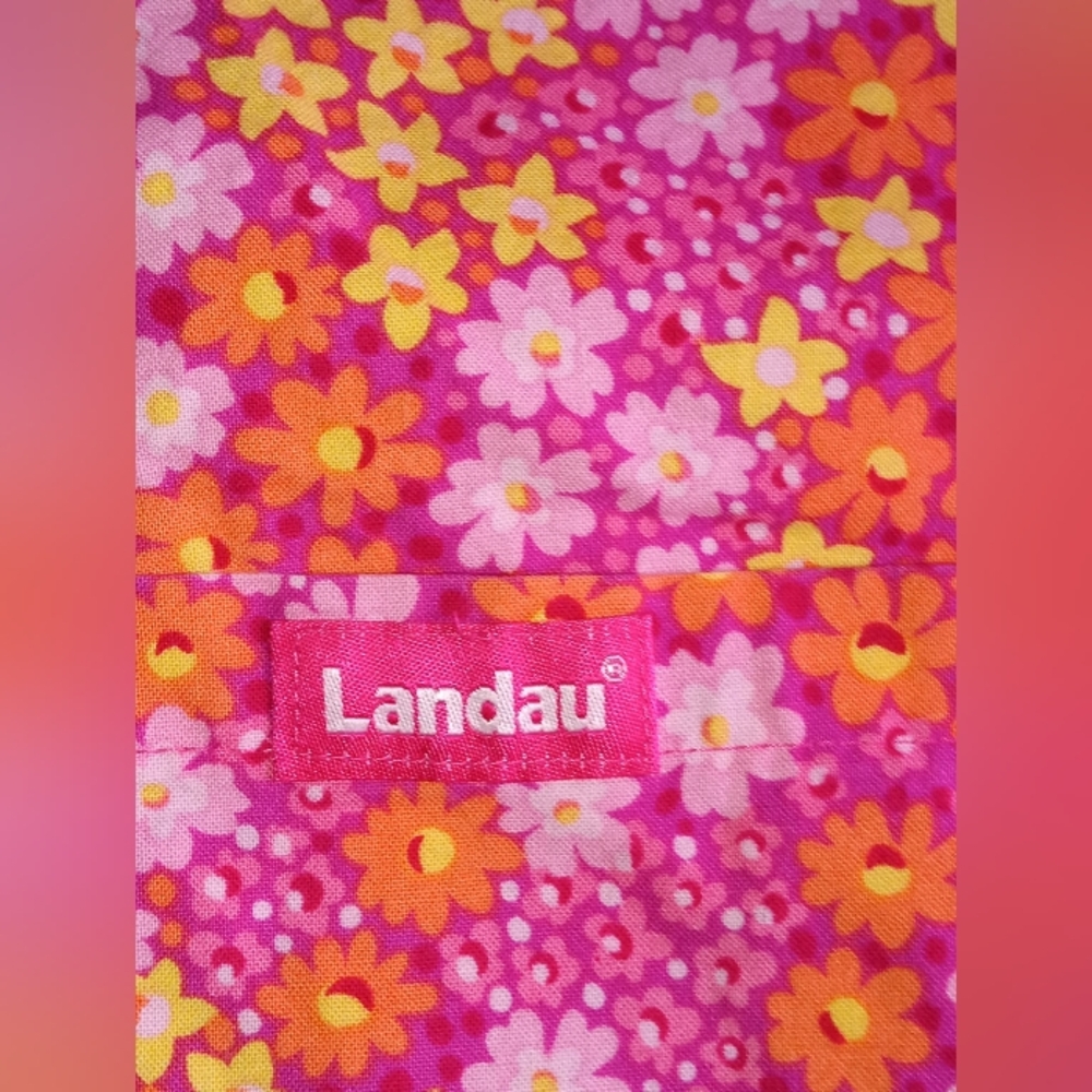 Landau Plus Scrub Top Floral Flowers 2x XXL Pink Orange Summer Spring Brite